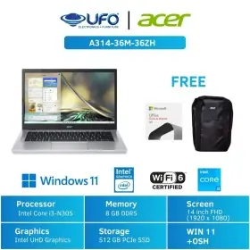 ACER LAPTOP A314-36M-36ZH SILVER