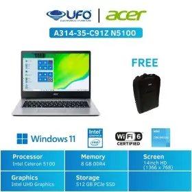 Ufoelektronika Acer Laptop A314-35-C91Z N5100 8/512GB