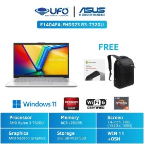 Asus Laptop E1404FA-FHD323 R3-7320U 8/256 Silver