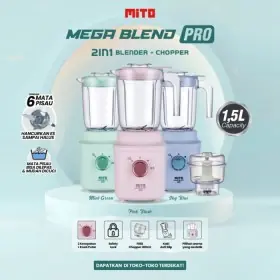 MITOCHIBA 2in1 Blender 1.5 Liter Chopper 0.2 Liter 6 Mata Pisau BL300