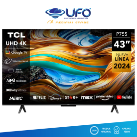 TCL 43 Inch 4K Uhd Hdr10+ Google Tv Dolby Vision Atmos 43P755 